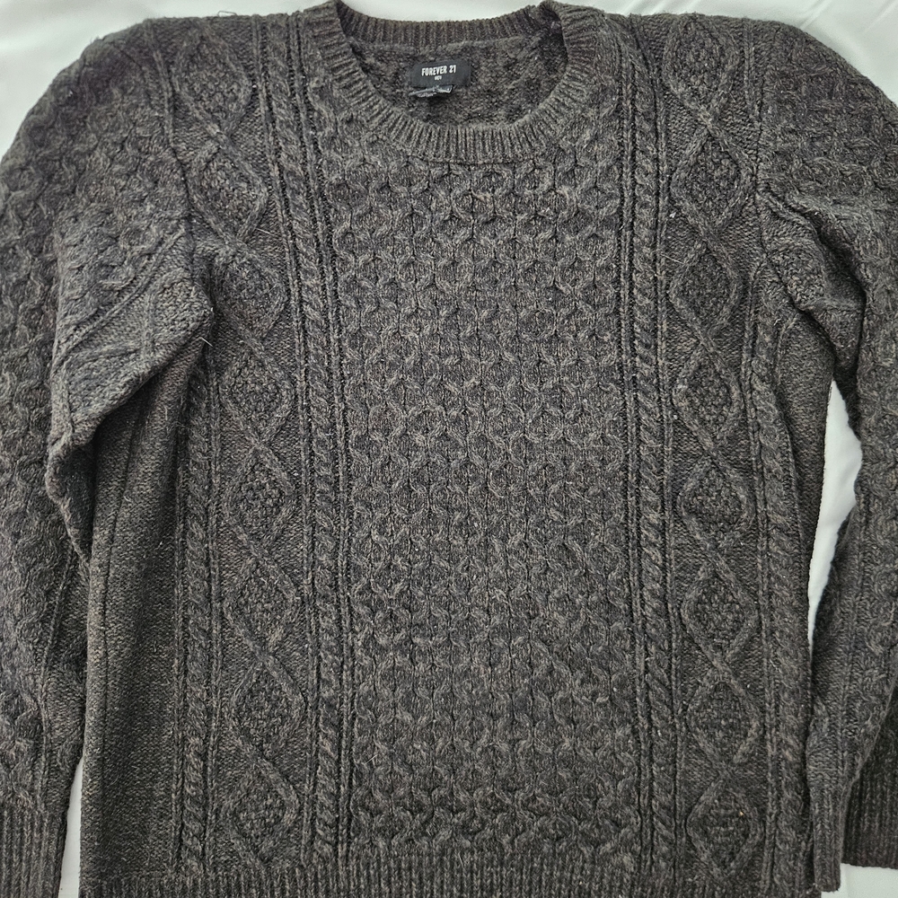 Forever 21 Men's Charcoal Cable Knit Sweater